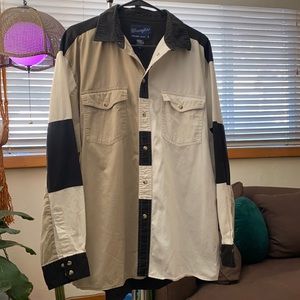 VINTAGE WRANGLER button down| color block